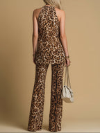 Wiktoria - Set in Stampa Leopardo con Pantaloni a Campana