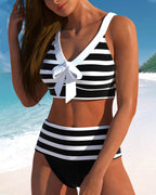 Klaudia - Bikini a righe con vita alta