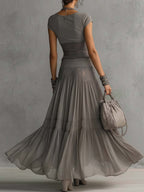 Marta - Top con Pizzo e Gonna Maxi Plissettata