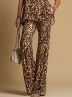 Wiktoria - Set in Stampa Leopardo con Pantaloni a Campana