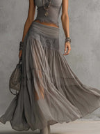 Marta - Top con Pizzo e Gonna Maxi Plissettata