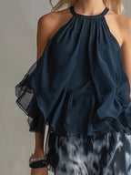 Oliwia - Top Halter in Muslin e Pantaloni Larghi