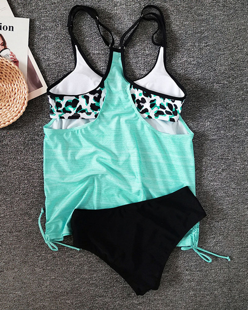 Aleksandra - Tankini monocolore con motivo leopardato
