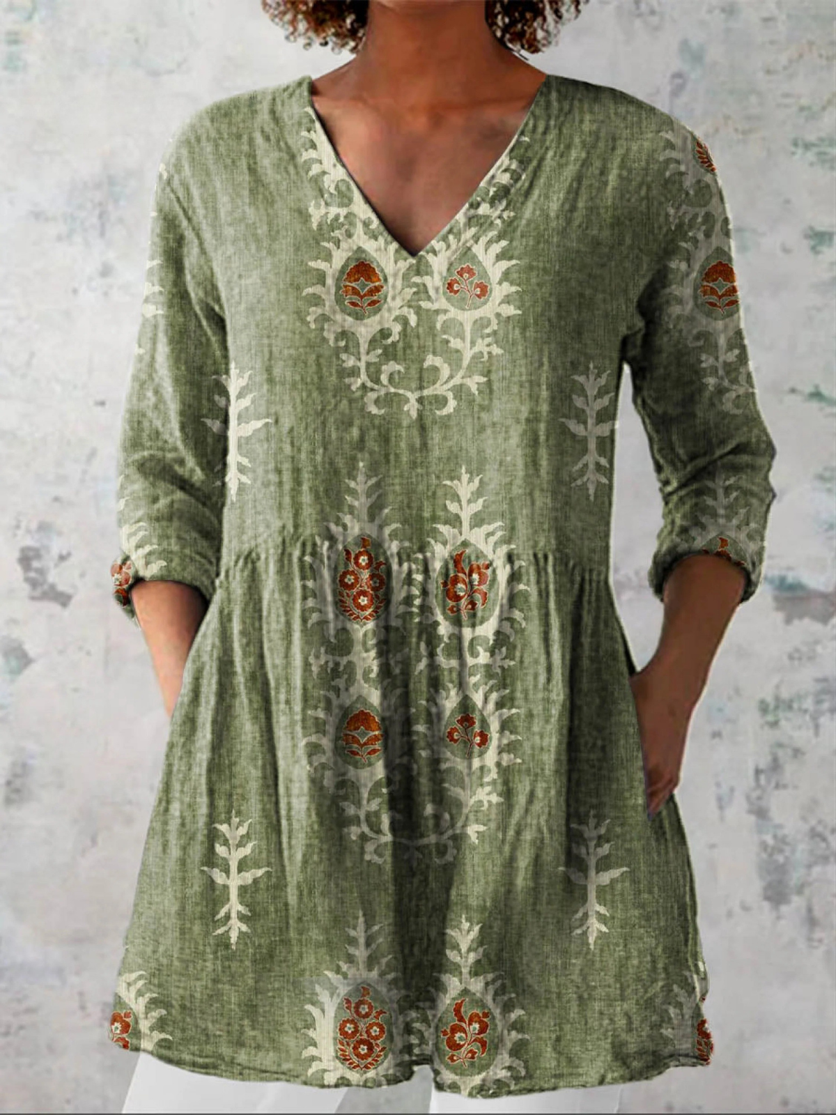 Elżbieta - Blusa Lunga con Scollo a V