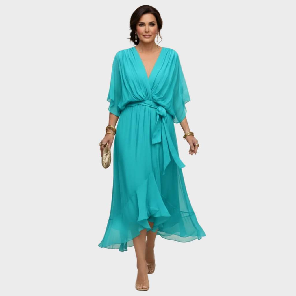 Monica Chiffon - Vestito con scollatura a V – abiti eleganti da donna | Erminia Boutique Bologna