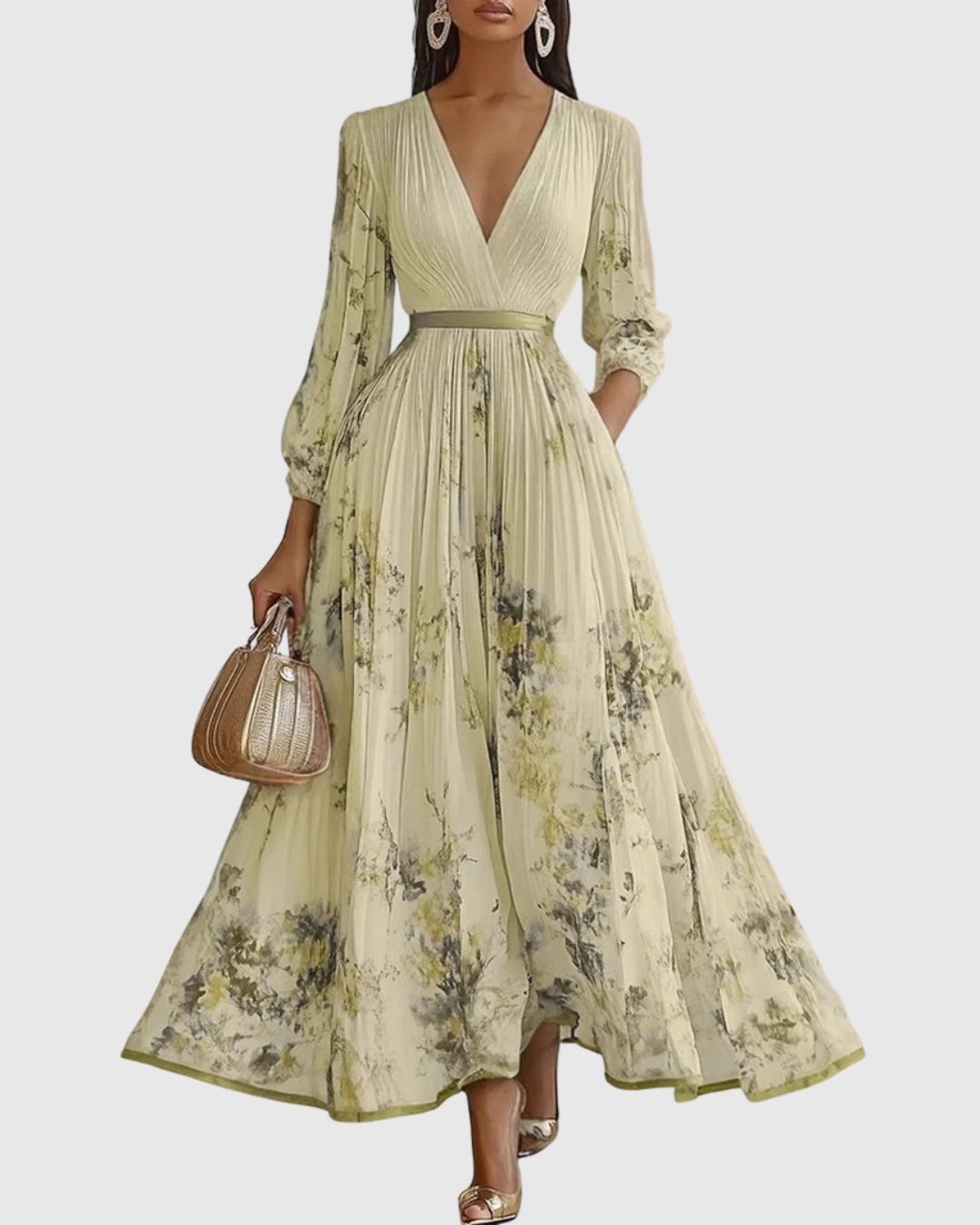 Amelia – Elegante Vestito Maxi Plissettato