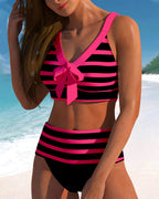 Klaudia - Bikini a righe con vita alta