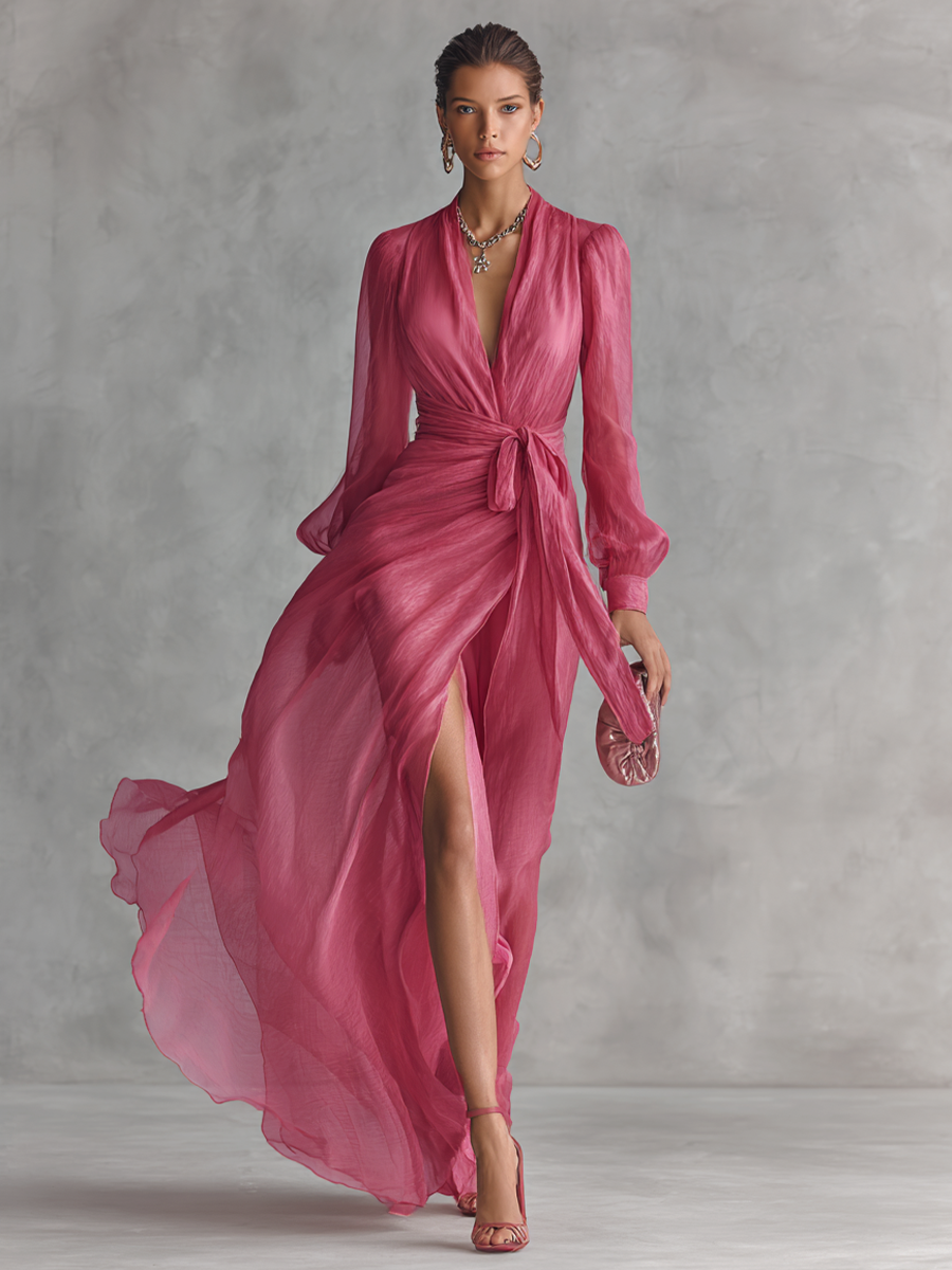Amelia – Abito Maxi Fluttuante con Spacco