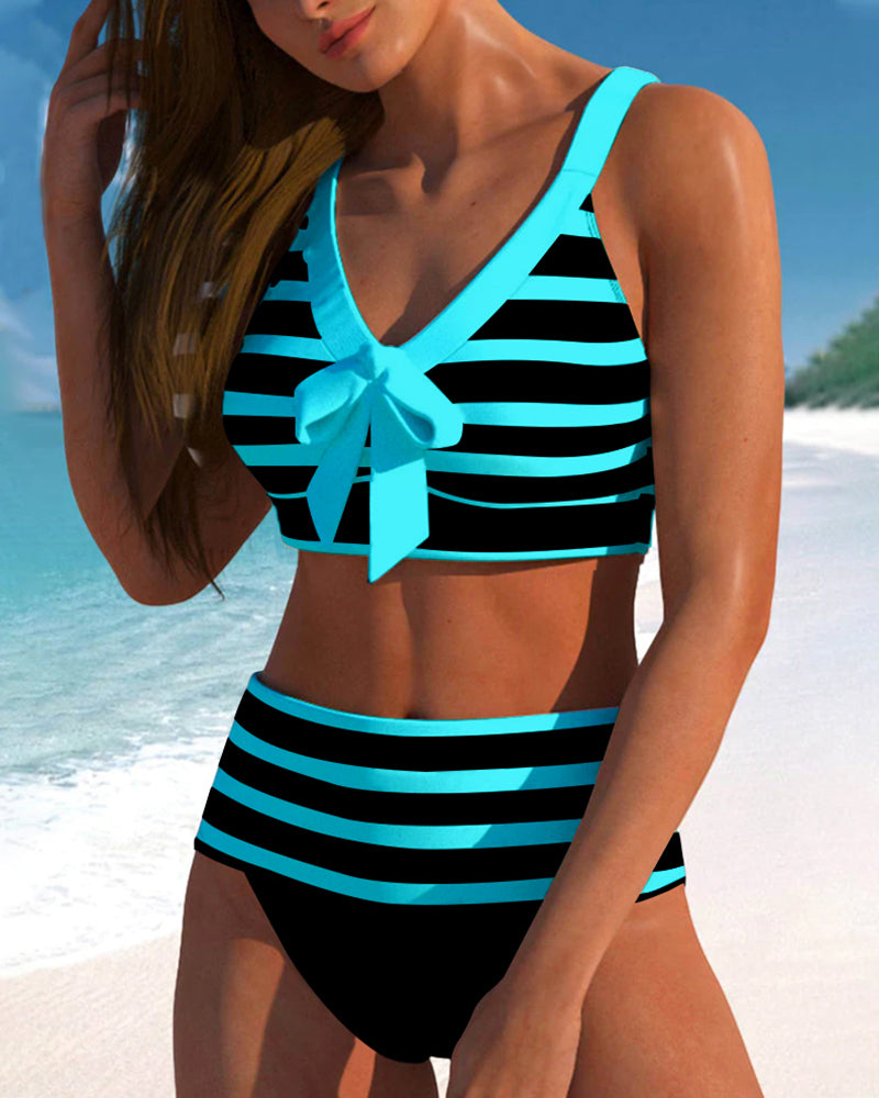 Klaudia - Bikini a righe con vita alta