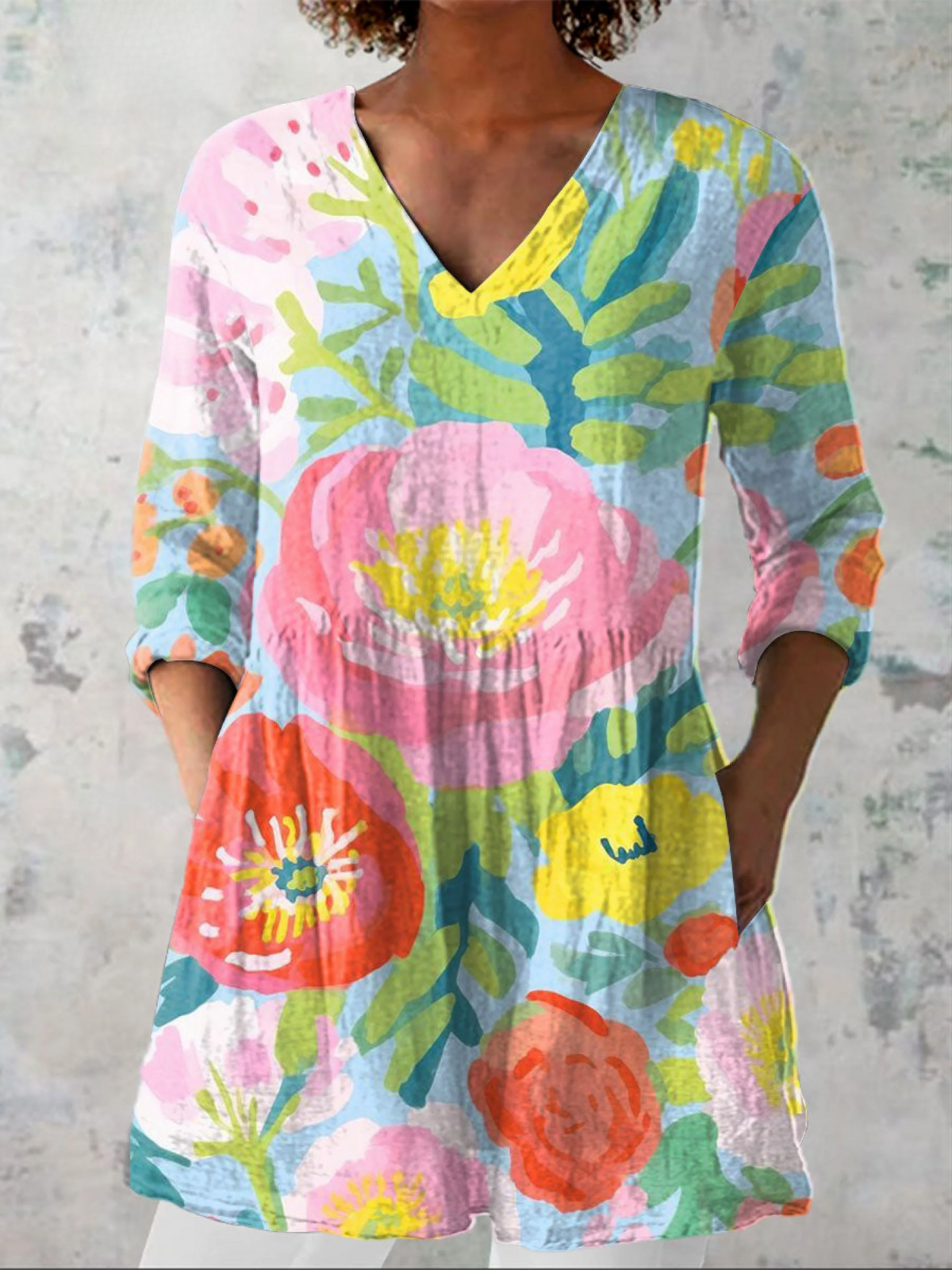 Helena - Blusa Lunga con Scollo a V