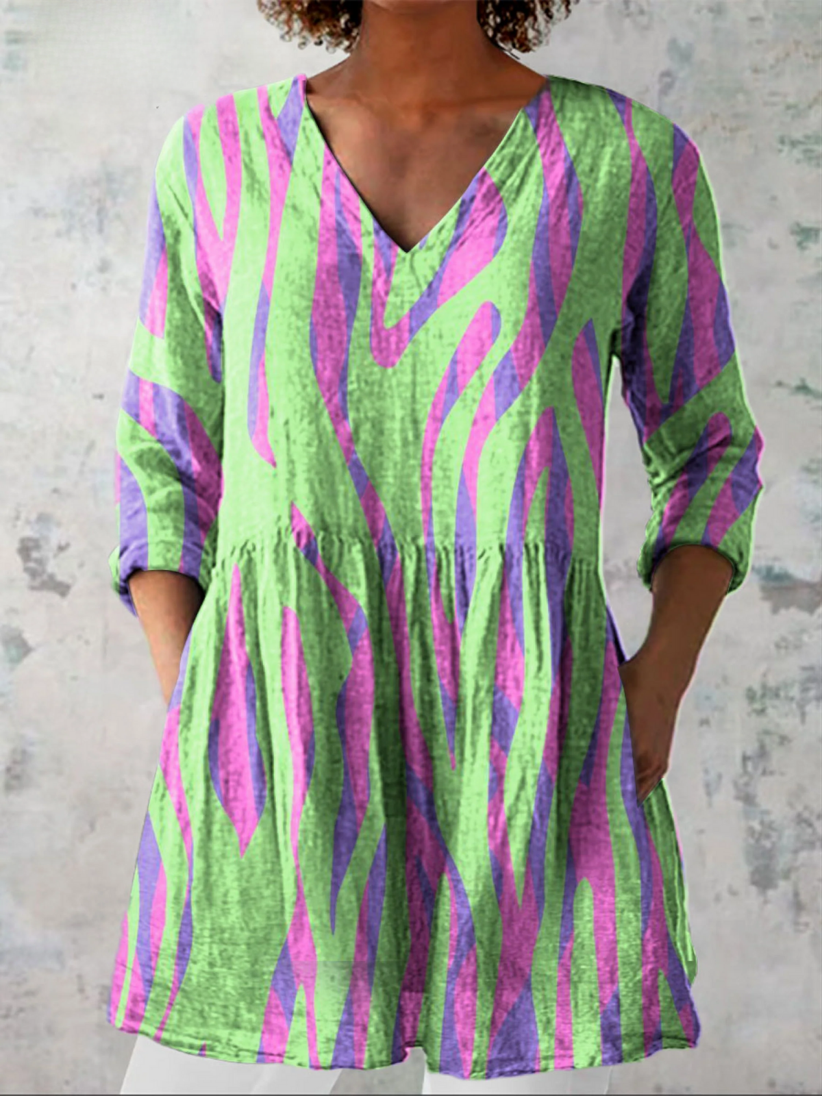 Oliwia - Blusa Lunga con Scollatura a V