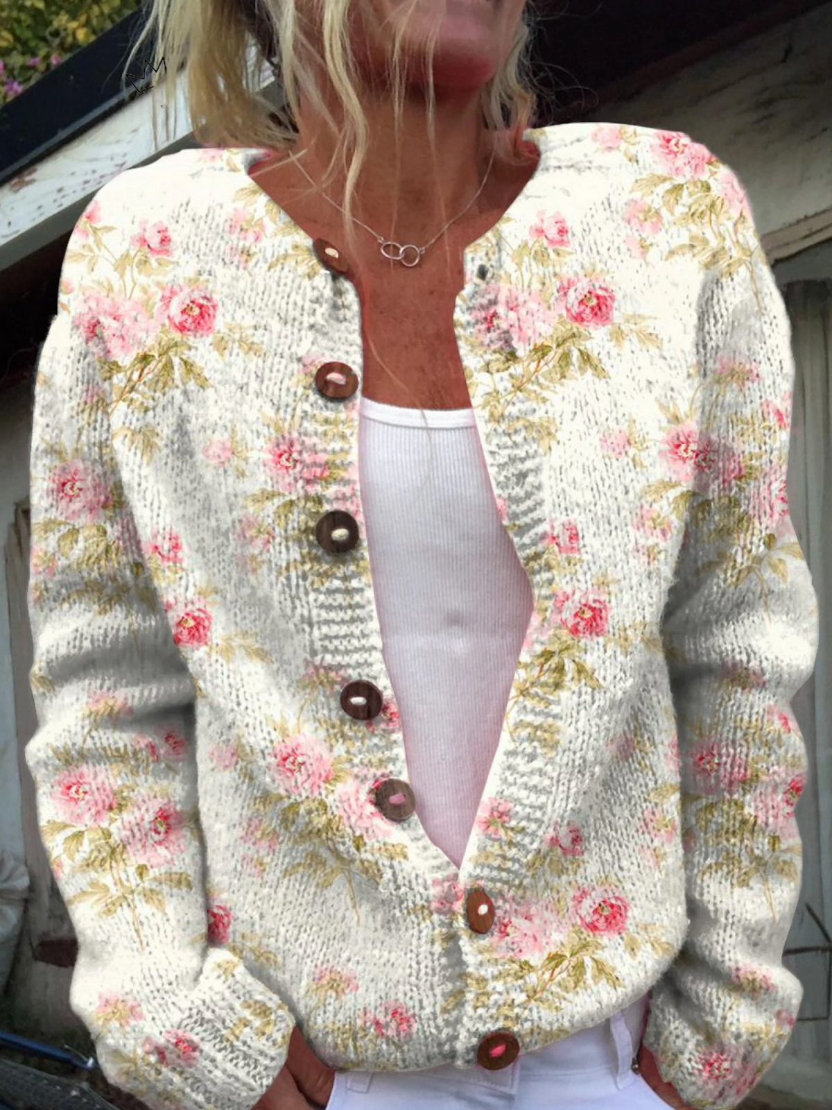 Flora | Cardigan con fiori e foglie – cardigan a fiori da donna | Erminia Boutique Bologna