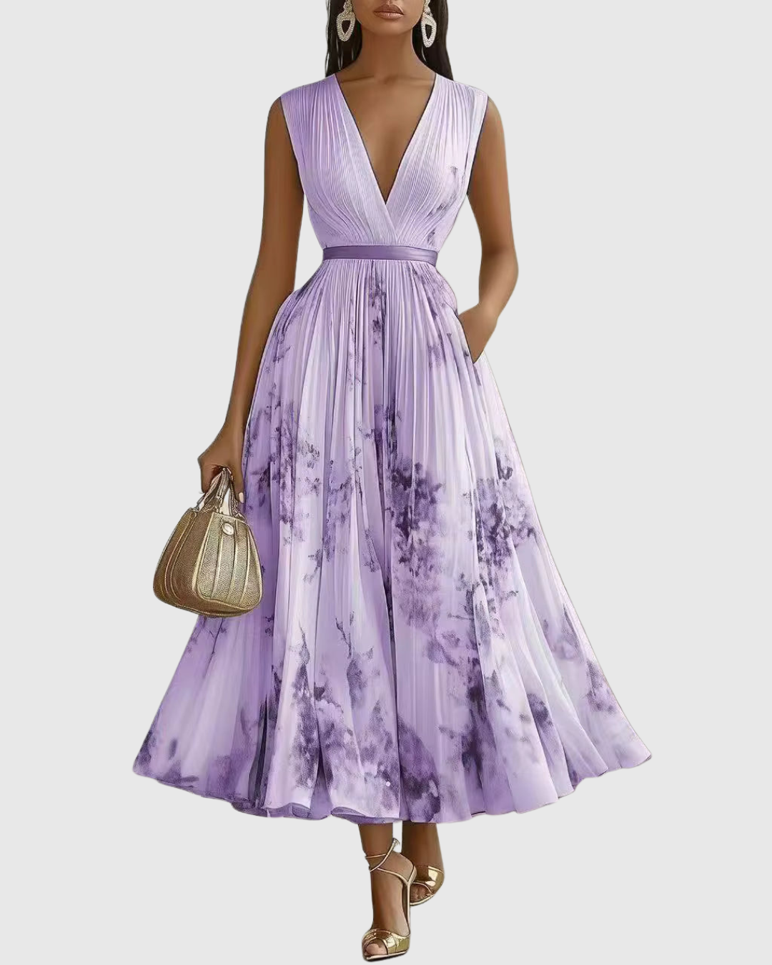 Amelia – Elegante Vestito Maxi Plissettato