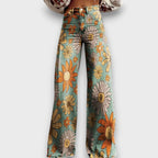 Maja – jeans a gamba larga retro con motivo floreale