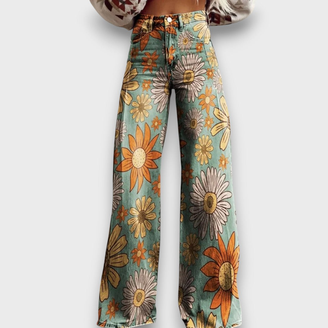 Maja – jeans a gamba larga retro con motivo floreale