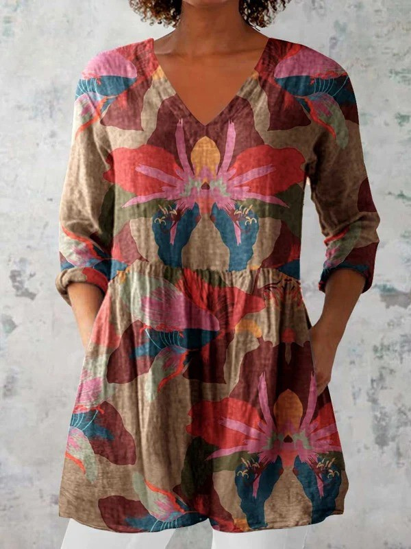 Sara - Blusa Lunga con Scollatura a V