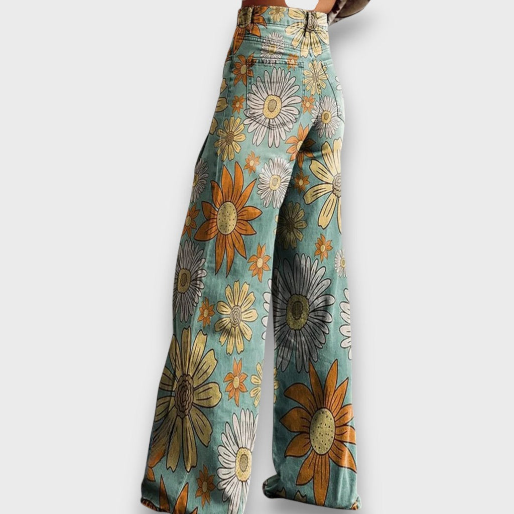 Maja – jeans a gamba larga retro con motivo floreale