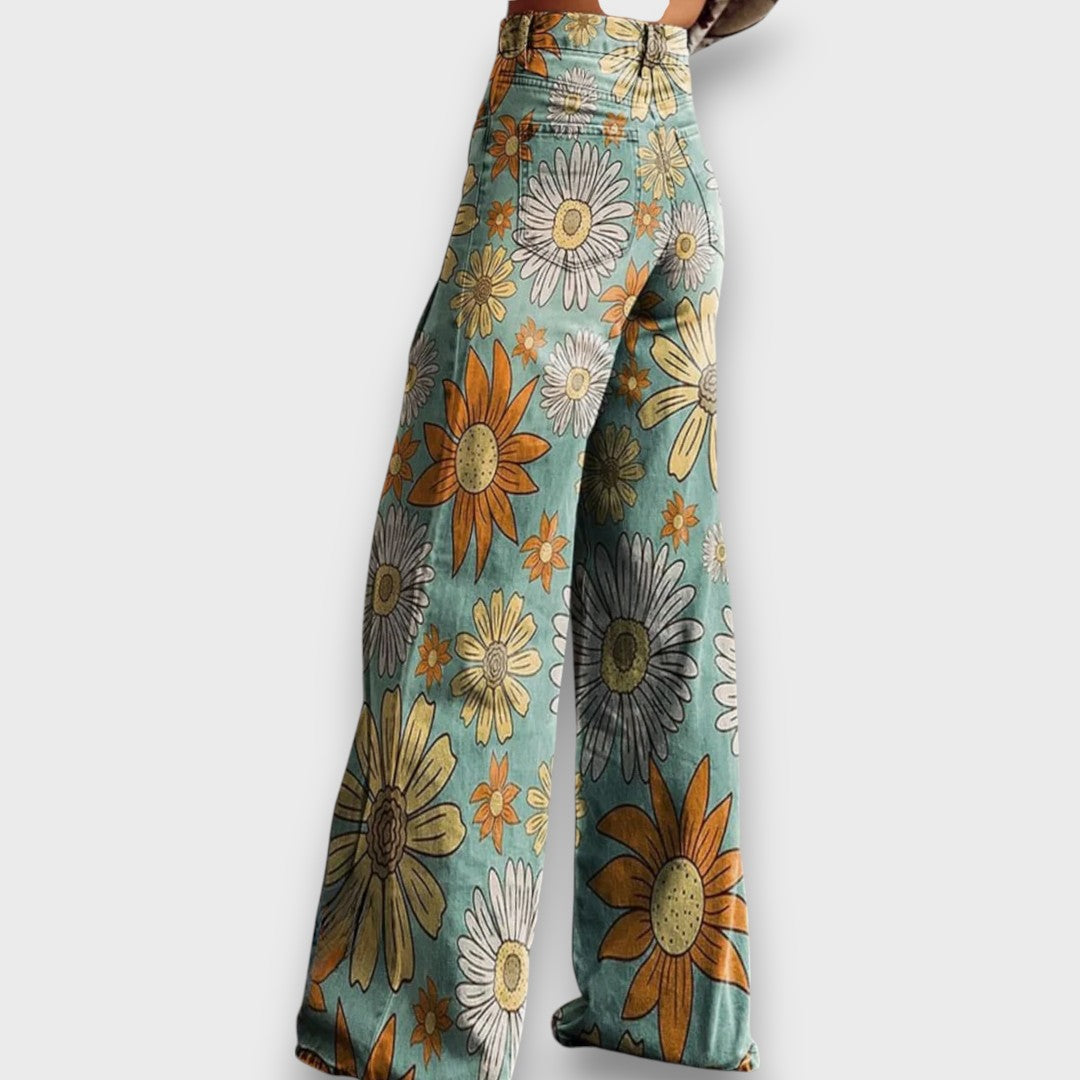 Maja – jeans a gamba larga retro con motivo floreale