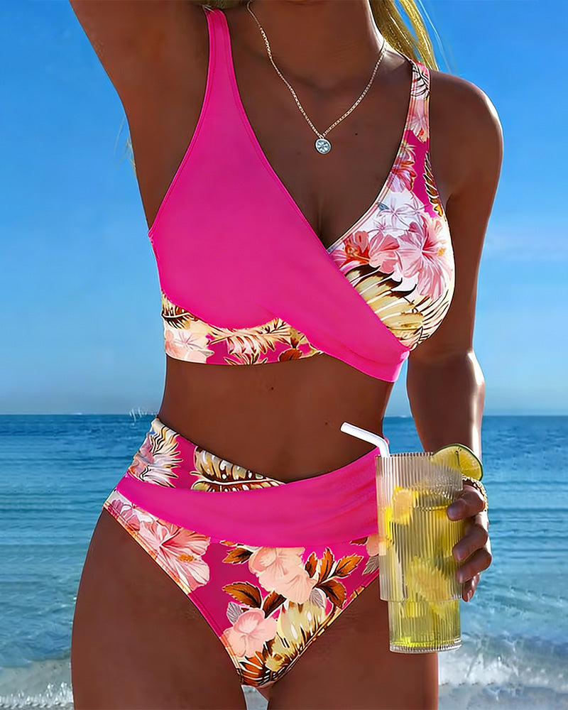 Bikini con motivo floreale a contrasto e spacco – costumi da bagno donna | Erminia Boutique Bologna