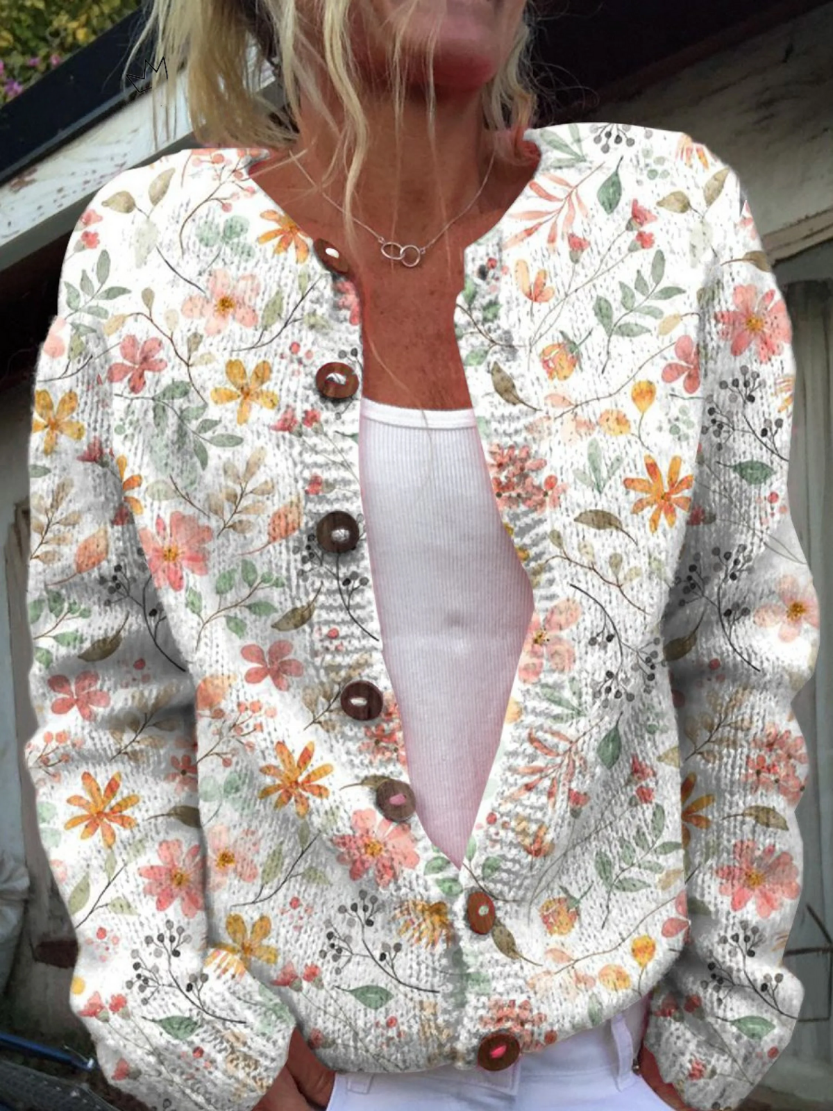 Viola | Cardigan a fiorellini – cardigan a fiori da donna | Erminia Boutique Bologna