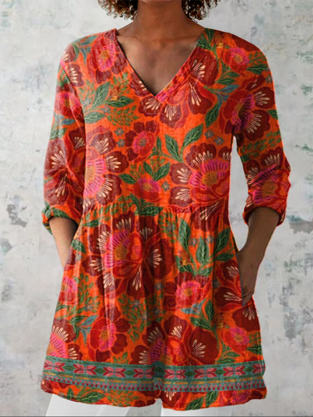 Maria - Blusa Lunga con Scollo a V