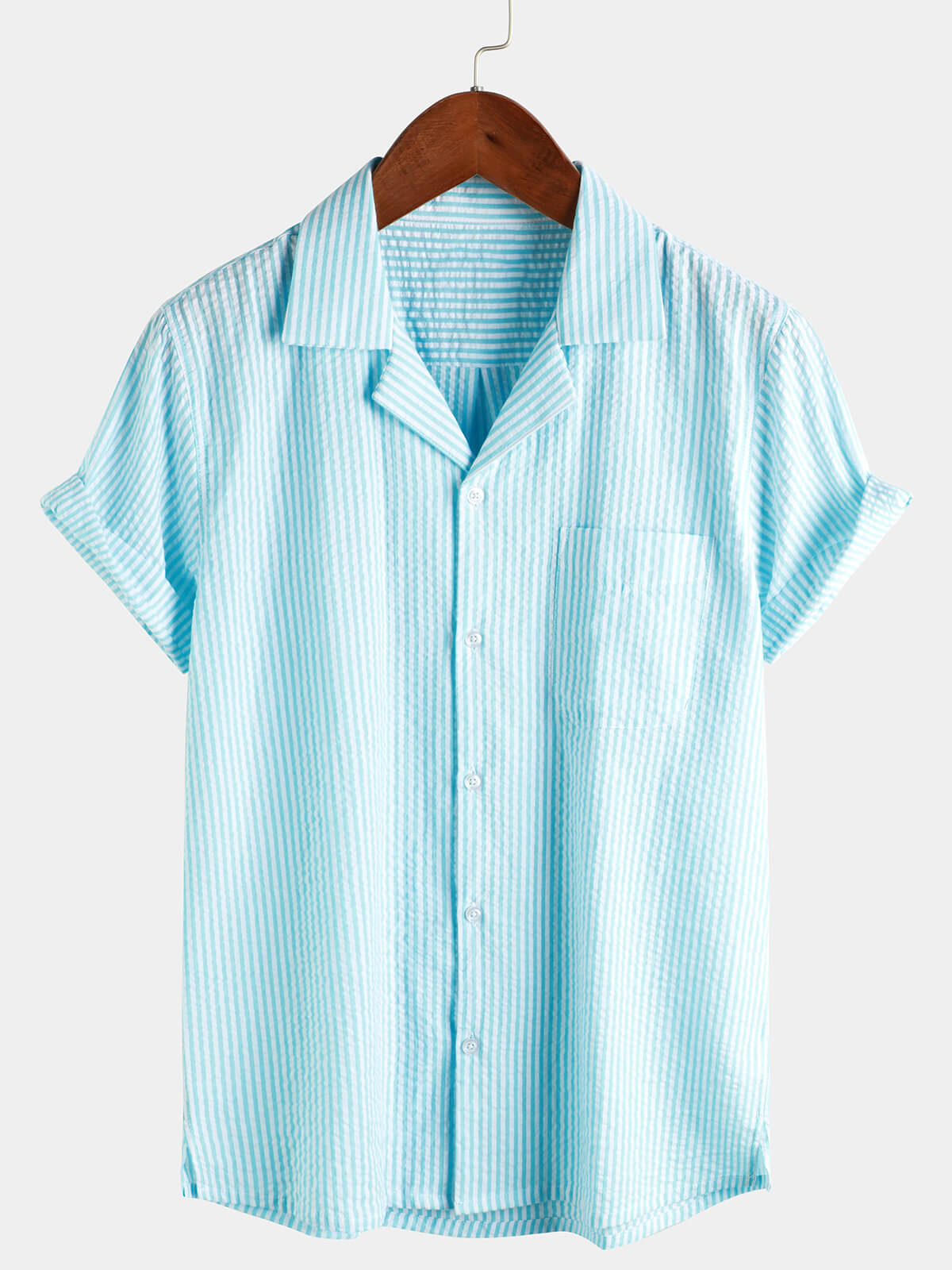 Camicia estiva da uomo a maniche corte, in cotone, con taschino