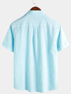 Camicia estiva da uomo a maniche corte, in cotone, con taschino