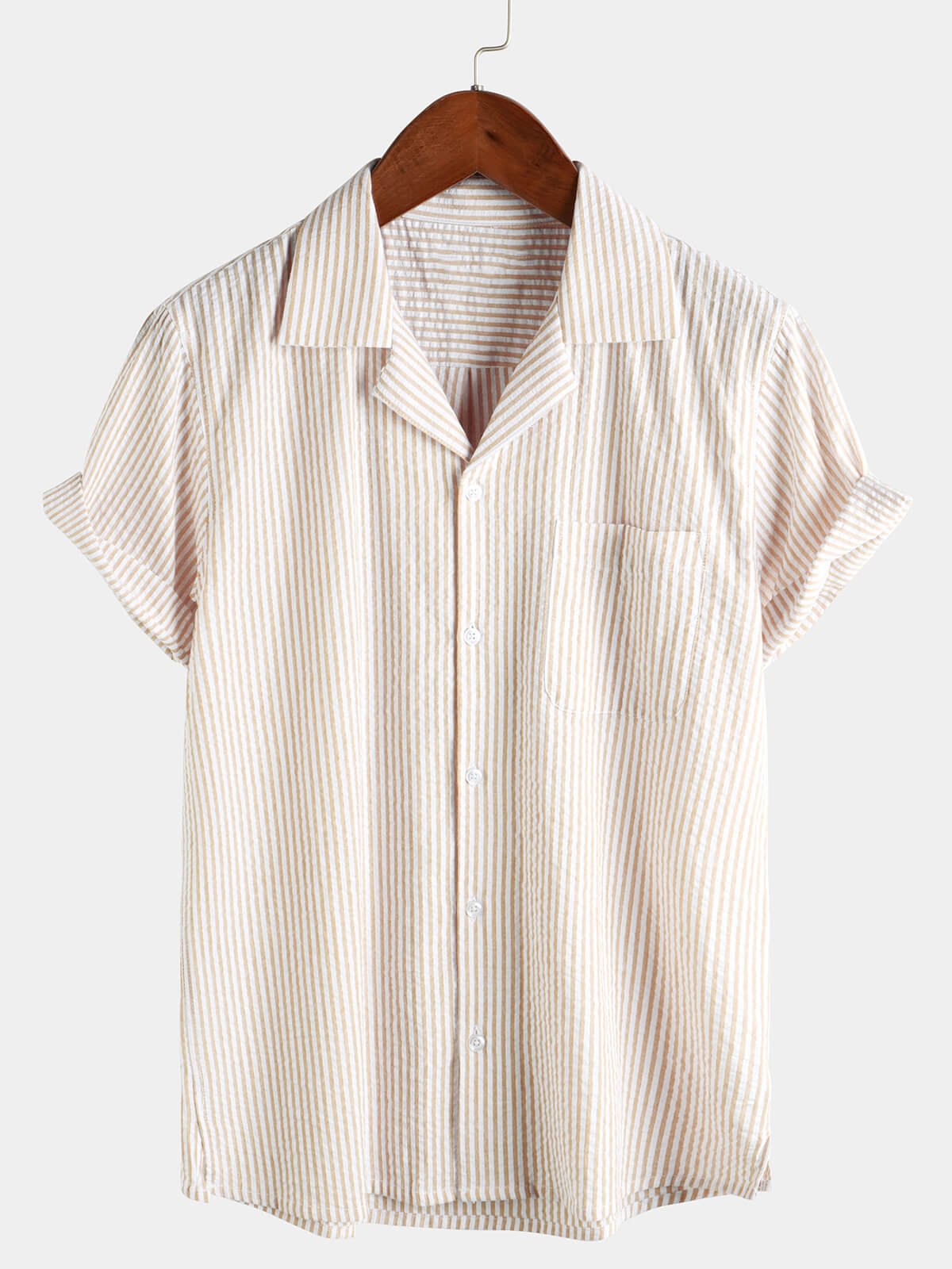 Camicia estiva da uomo a maniche corte, in cotone, con taschino