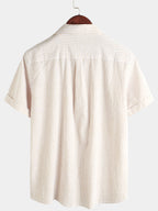 Camicia estiva da uomo a maniche corte, in cotone, con taschino