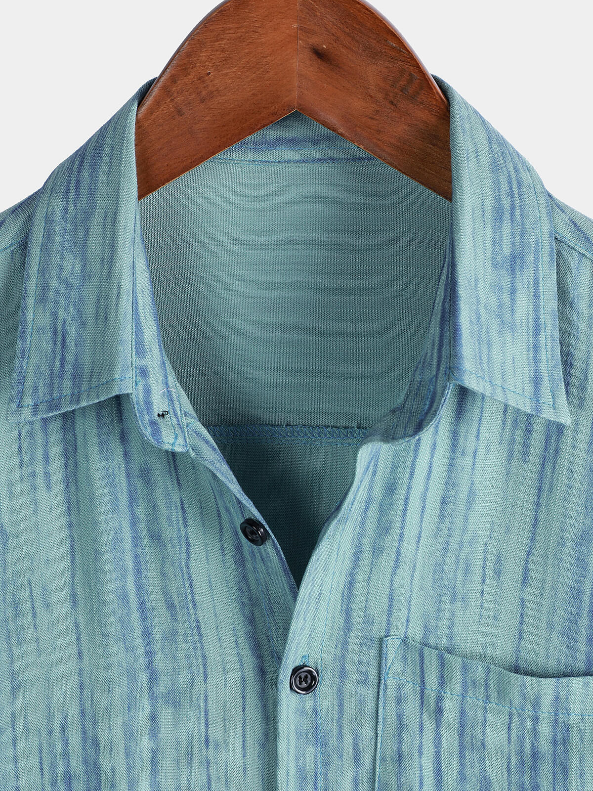 Camicia da uomo traspirante a maniche corte a righe blu con taschino