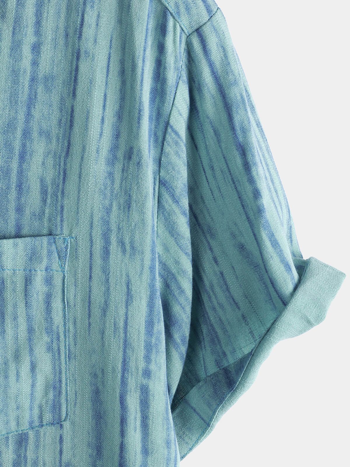 Camicia da uomo traspirante a maniche corte a righe blu con taschino