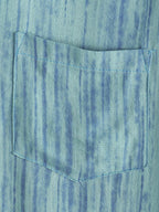 Camicia da uomo traspirante a maniche corte a righe blu con taschino