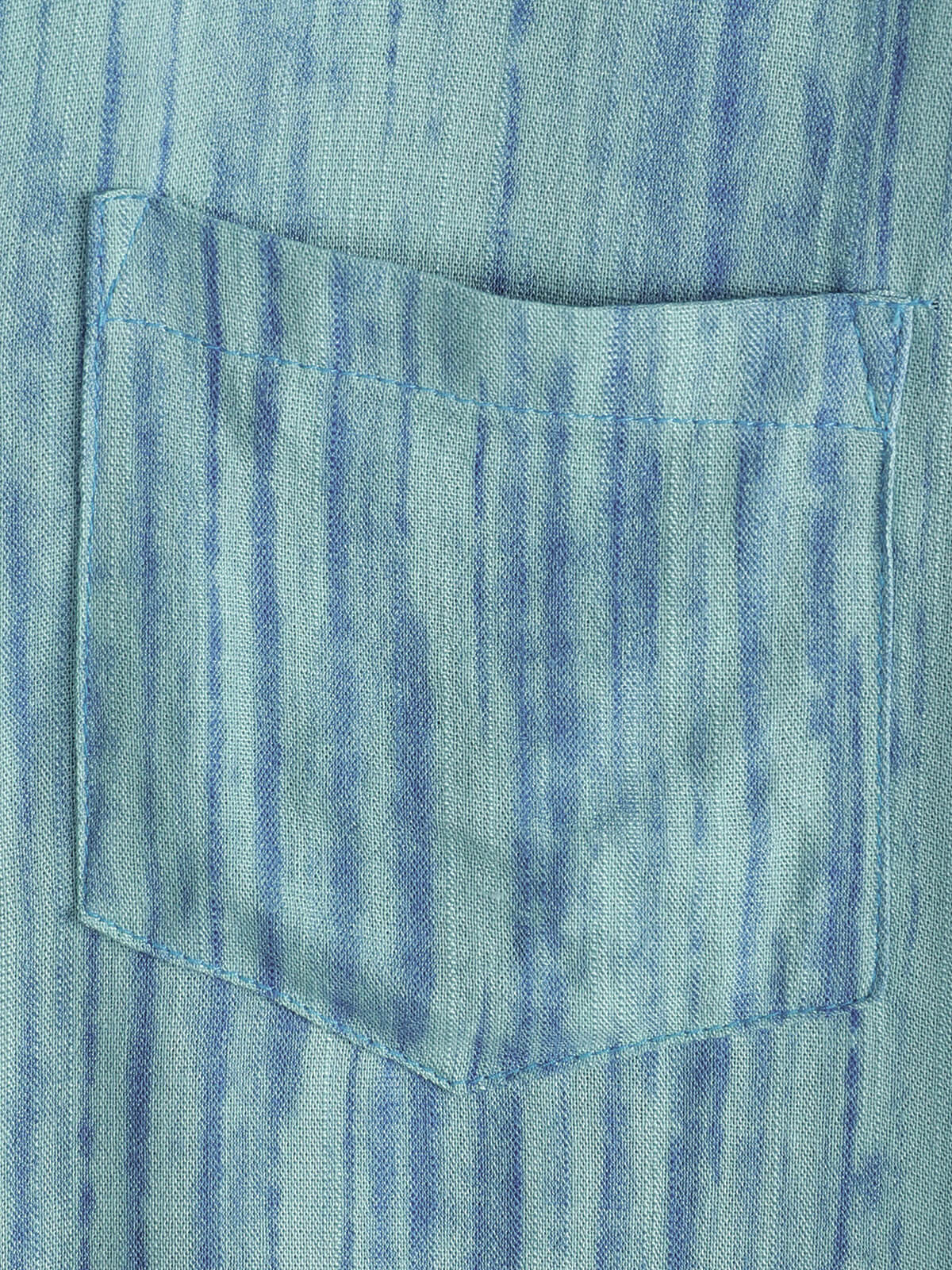 Camicia da uomo traspirante a maniche corte a righe blu con taschino