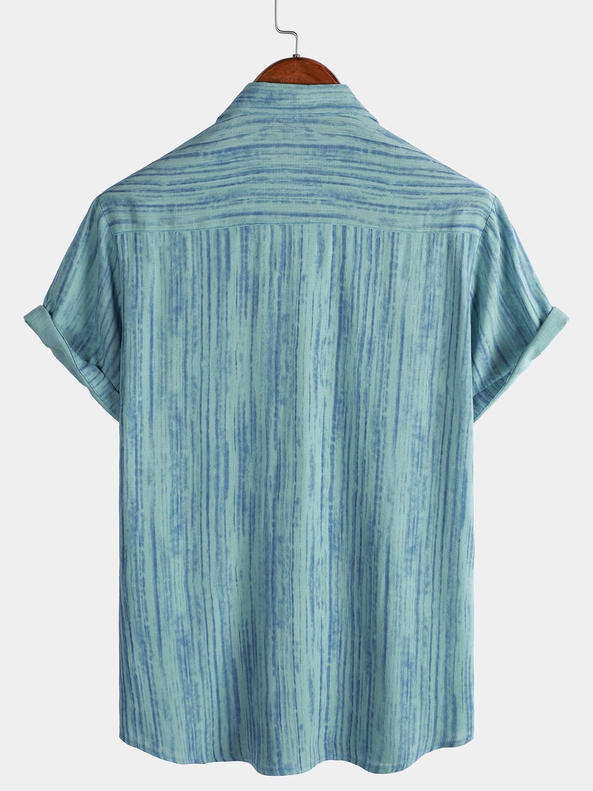 Camicia da uomo traspirante a maniche corte a righe blu con taschino