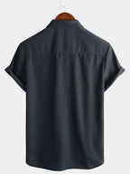 Camicia estiva da uomo a maniche corte a quadri, comoda, con bottoni