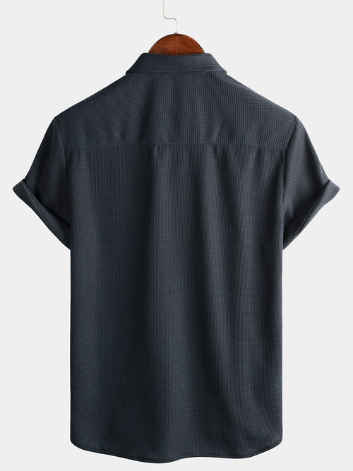 Camicia estiva da uomo a maniche corte a quadri, comoda, con bottoni – camicie casual da uomo | Erminia Boutique Bologna