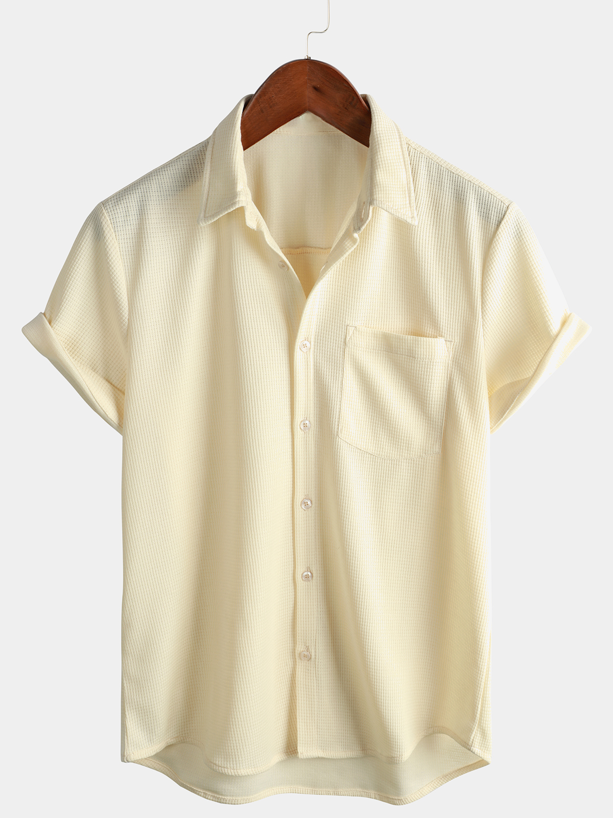 Camicia estiva da uomo a maniche corte a quadri, comoda, con bottoni