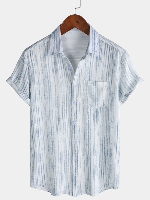Camicia da uomo traspirante a maniche corte a righe bianche – camicie casual da uomo | Erminia Boutique Bologna