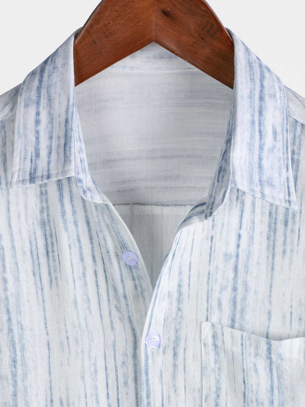 Camicia da uomo traspirante a maniche corte a righe bianche con taschino