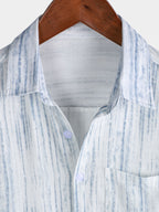 Camicia da uomo traspirante a maniche corte a righe bianche con taschino