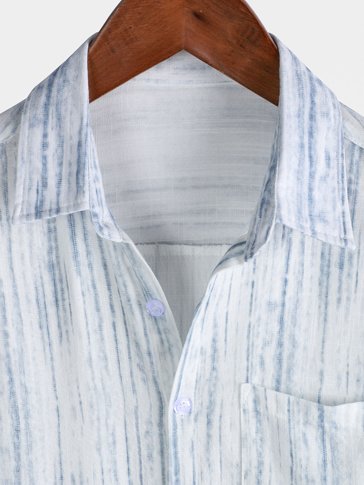 Camicia da uomo traspirante a maniche corte a righe bianche con taschino