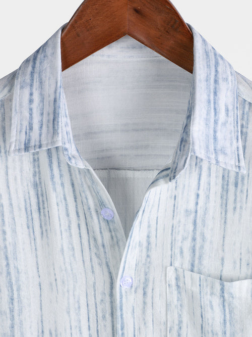Camicia da uomo traspirante a maniche corte a righe bianche – camicie casual da uomo | Erminia Boutique Bologna