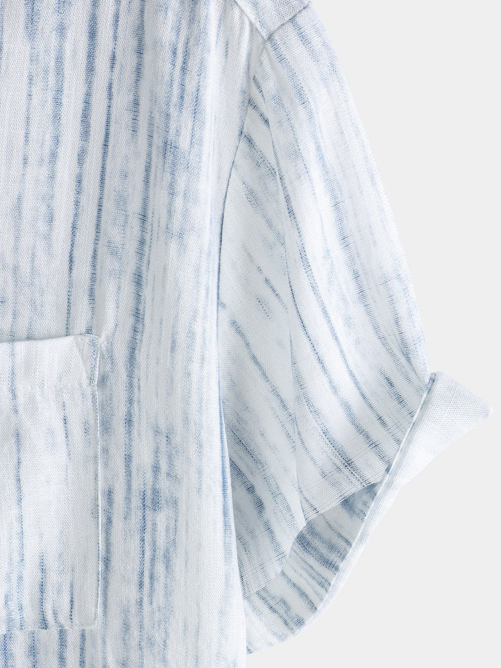Camicia da uomo traspirante a maniche corte a righe bianche con taschino