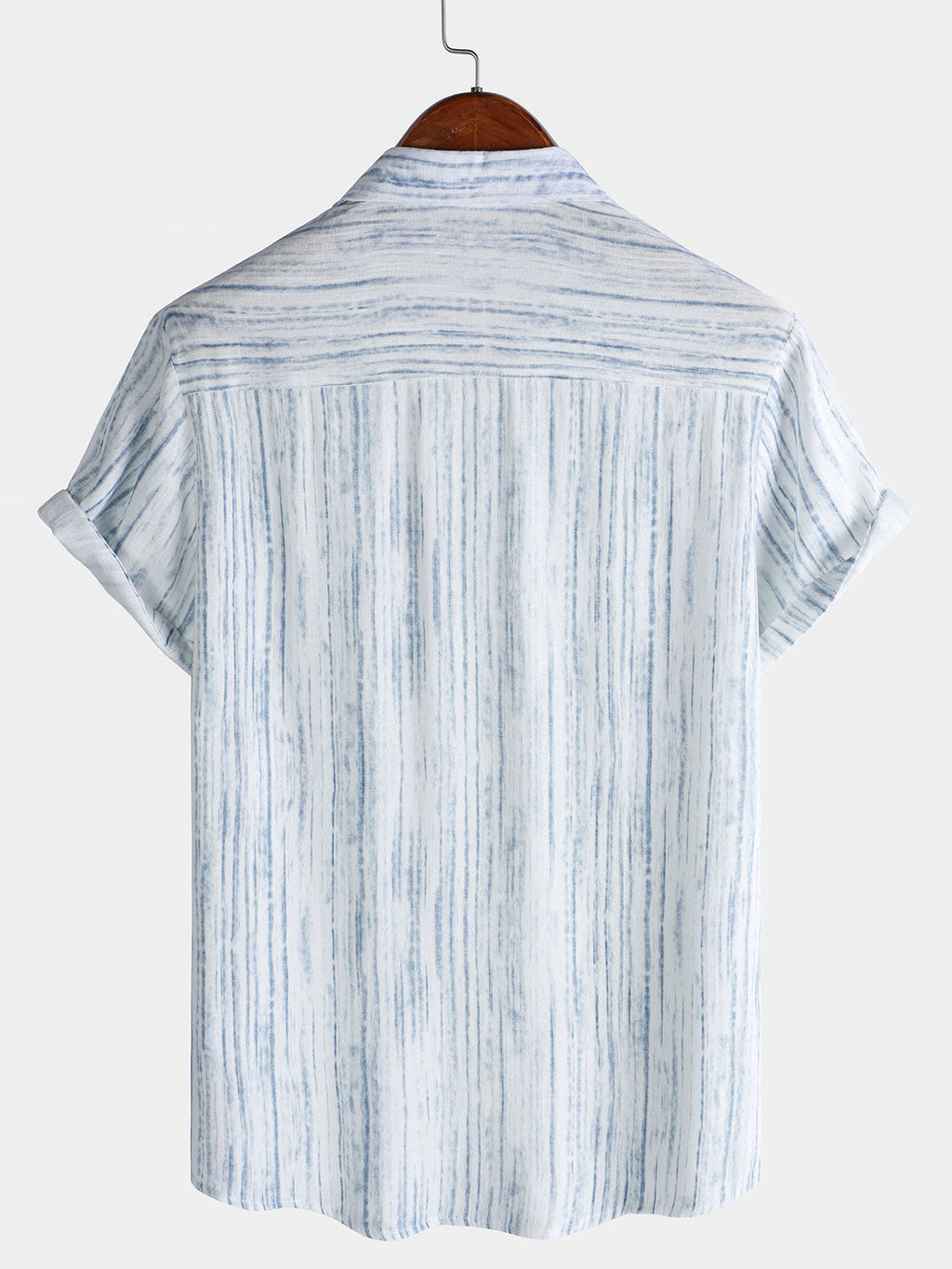 Camicia da uomo traspirante a maniche corte a righe bianche con taschino