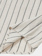 Camicia da uomo beige in lino a righe con maniche corte