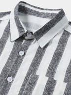 Camicia da uomo in cotone a righe leggera e traspirante con maniche corte, ideale per l'estate