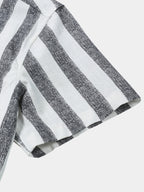 Camicia da uomo in cotone a righe leggera e traspirante con maniche corte, ideale per l'estate