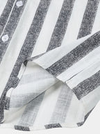 Camicia da uomo in cotone a righe leggera e traspirante con maniche corte, ideale per l'estate
