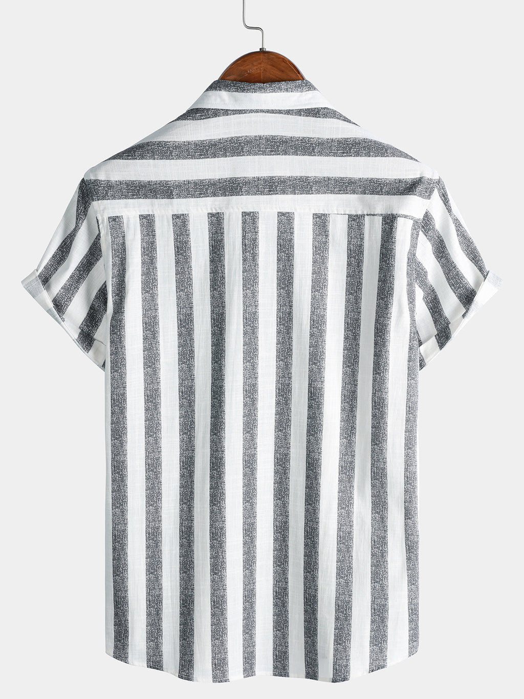 Camicia da uomo in cotone a righe leggera e traspirante con maniche corte, ideale per l'estate