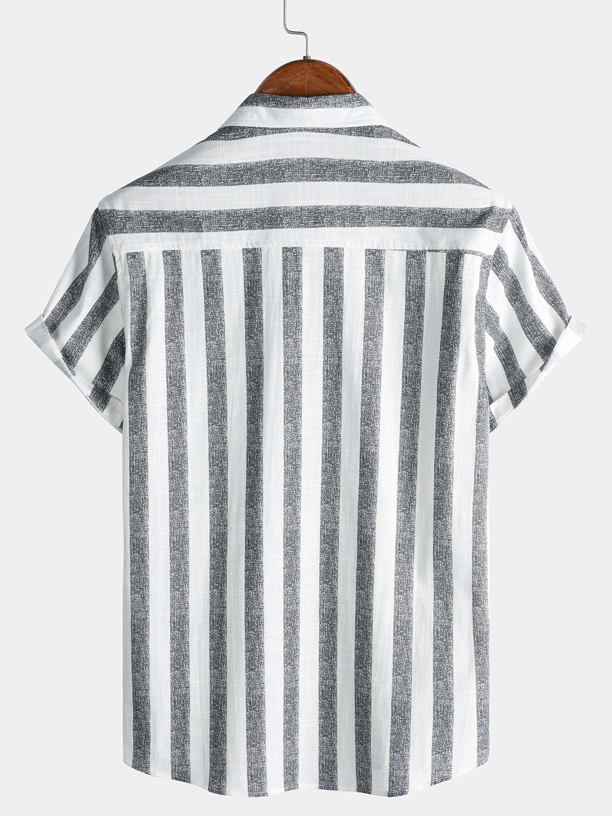 Camicia da uomo in cotone a righe leggera e traspirante con maniche corte, ideale per l'estate
